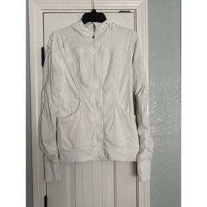 Lululemon Dance Studio Jacket III Womens 10 White Hooded Full Zip Reversible